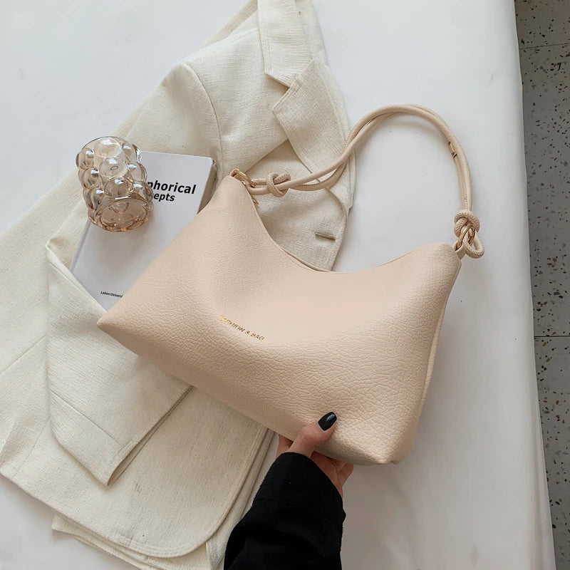 Vintage Soft Leather Handbag Rope Handle Tote Bags Sac A Main Femme Bolsos