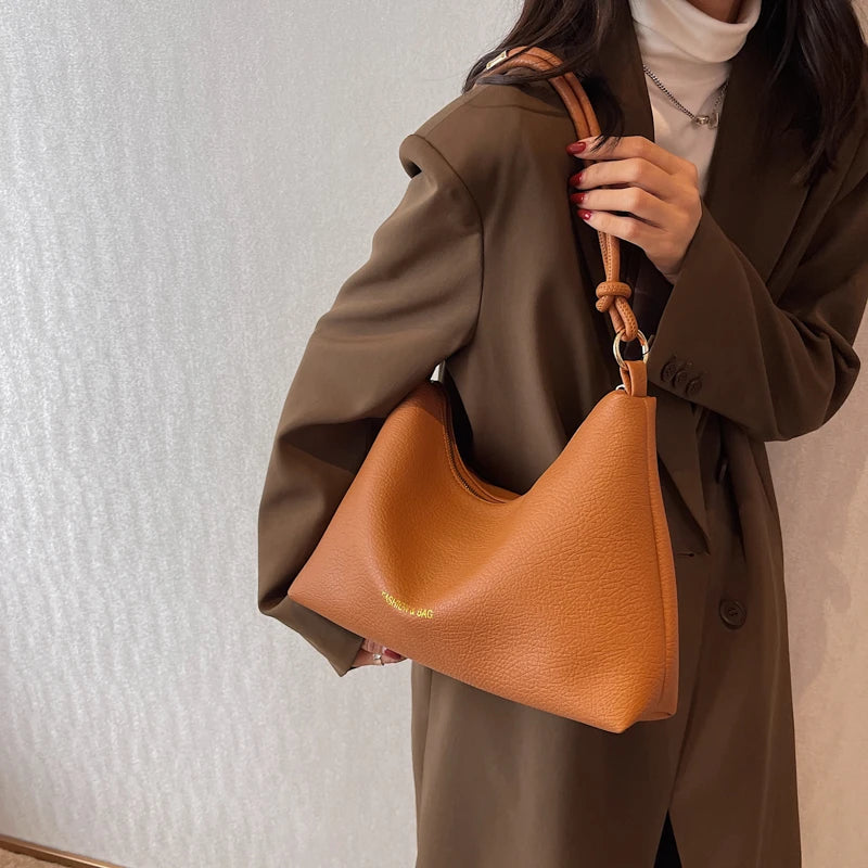 Vintage Soft Leather Handbag Rope Handle Tote Bags Sac A Main Femme Bolsos