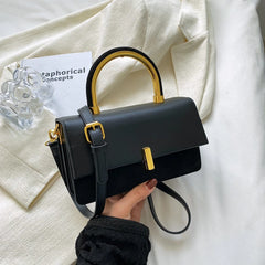 Square Flap Shoulder Bag PU Leather Crossbody Tote Purse for Women