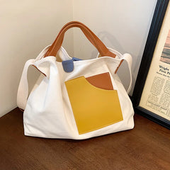 Women's Stitching Canvas Shoulder Bag Casual Messenger Handbag