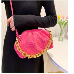 Towel Fabric Cloud Bag Acrylic Chains Women Handbag