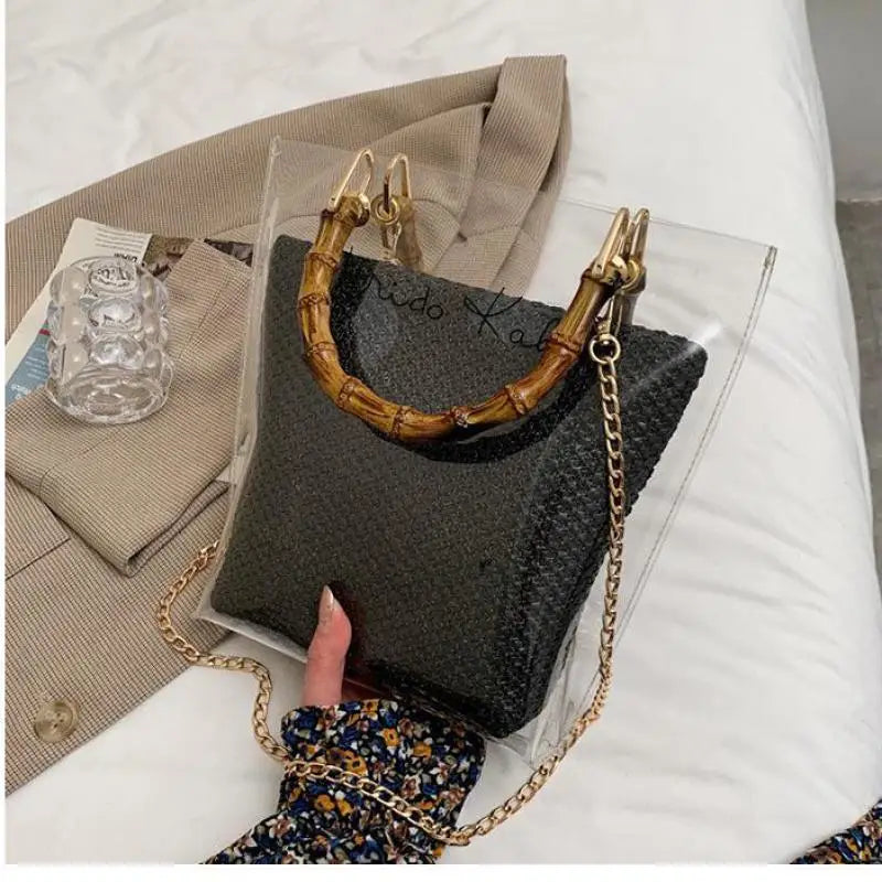 Transparent Women's Shoulder Bags Large Capacity PVC Handbags