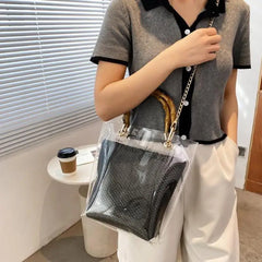 Transparent Women's Shoulder Bags Large Capacity PVC Handbags