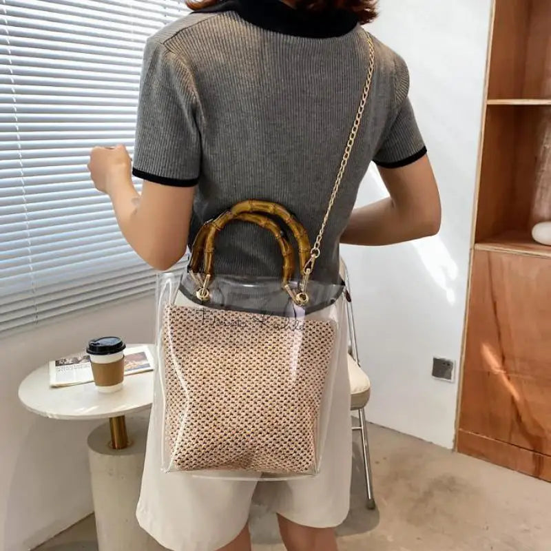 Transparent Women's Shoulder Bags Large Capacity PVC Handbags