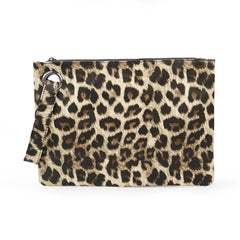 Leopard Print Ladies Clutch Multicolor Retro Flat Bag Large Capacity
