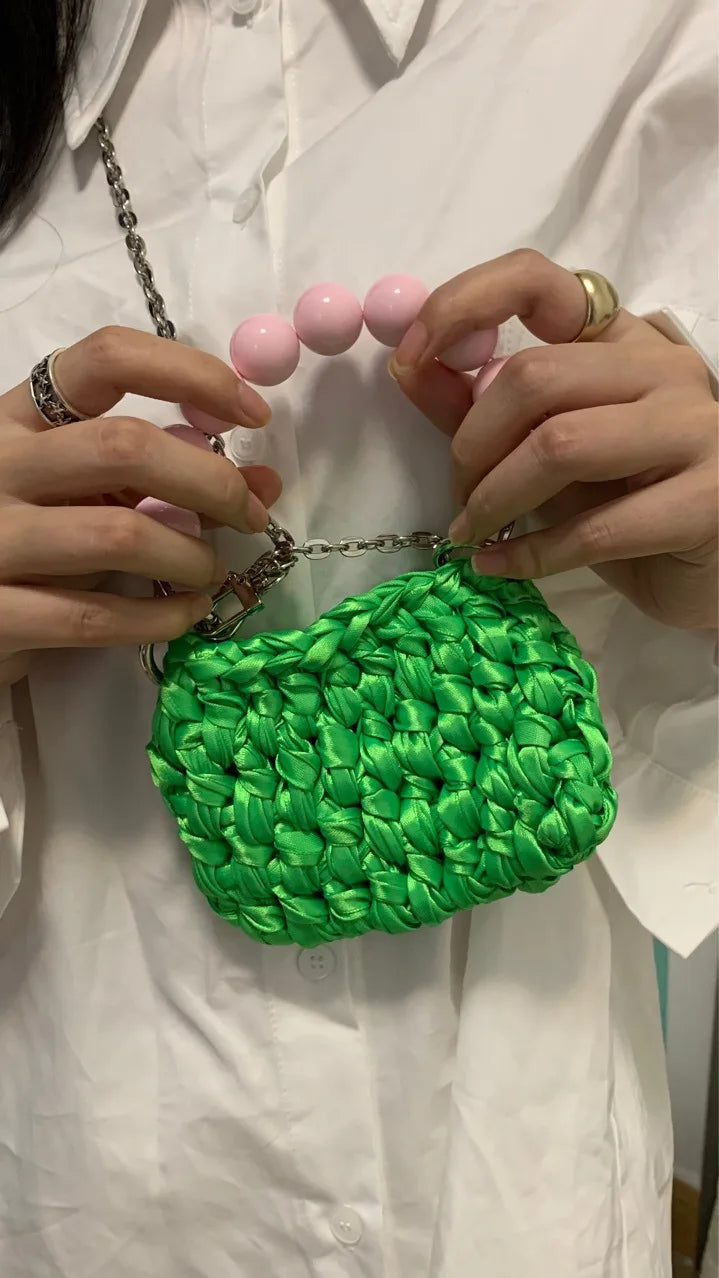 Weave Beading Chain Crossbody Bag Winter