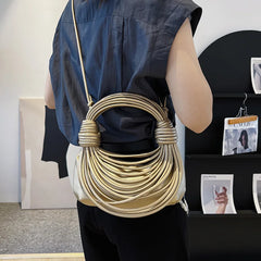 Wire Bundle Weaving Shoulder Bag for Women Ladies Handbags