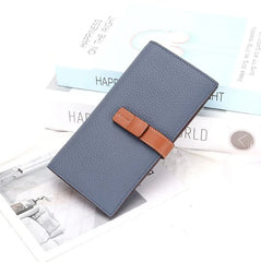 Top Cowhide Leather Women Long Wallet Purse