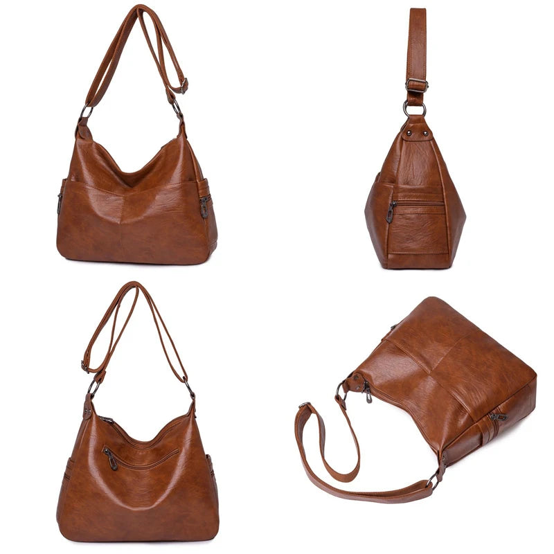 Vintage Leather Crossbody Bag Soft Shoulder Messenger Sac A Main Femme
