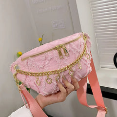 Women Fanny Pack High Canvas Waist Bag Casual Shoulder Crossbody Chest Bag Handb