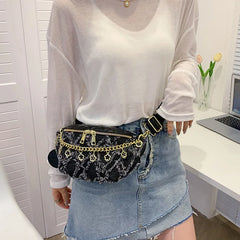 Women Fanny Pack High Canvas Waist Bag Casual Shoulder Crossbody Chest Bag Handb