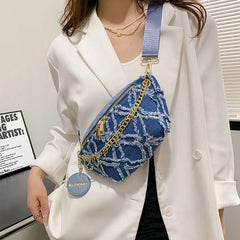 Women Fanny Pack High Canvas Waist Bag Casual Shoulder Crossbody Chest Bag Handb