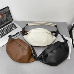 Women's Fanny Pack High PU Leather Waist Bag Casual Shoulder Chest Bags