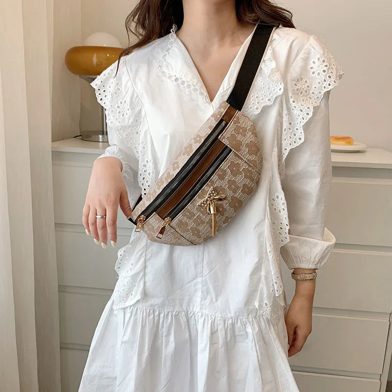 Canvas Waist Bag Shoulder Crossbody Chest Bags Handbag Female Belt Bag