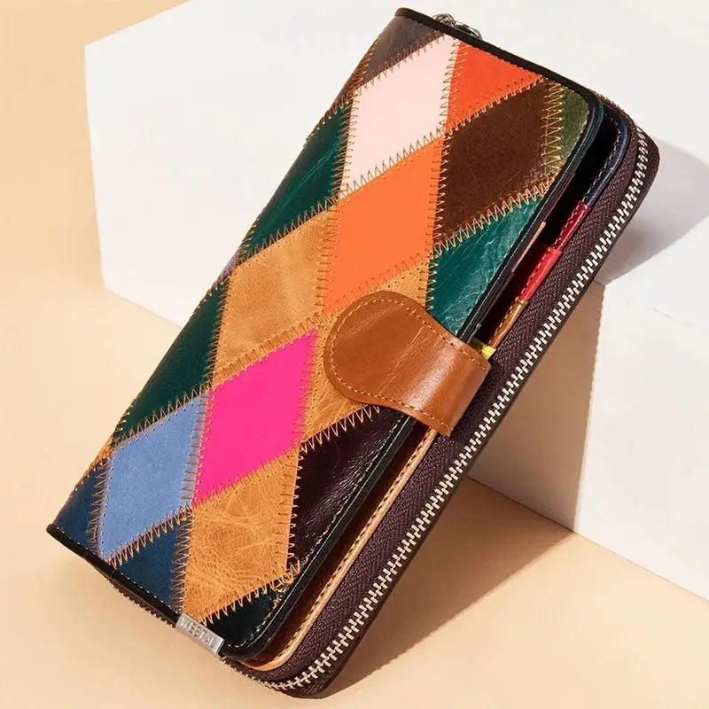 Women's Plaid Leather Clutch Purse