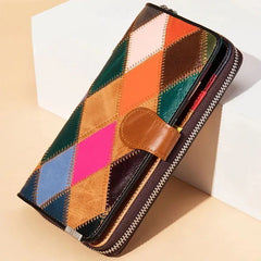 Women's Plaid Leather Clutch Purse