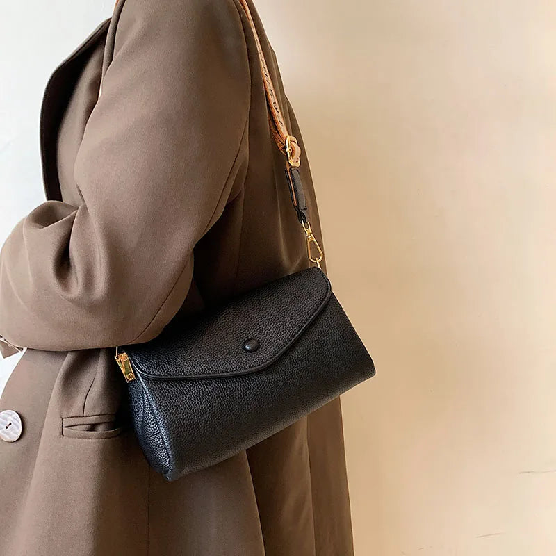 Women's Wide Shoulder Underarm Bag with Solid Strap