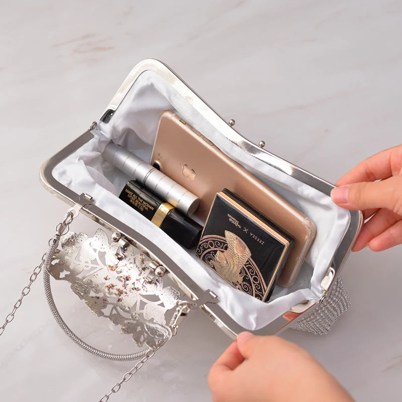 Rhinestone Crystal Evening Clutch Crossbody Bag