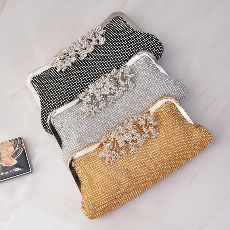 Rhinestone Crystal Evening Clutch Crossbody Bag