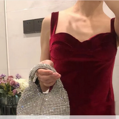 Rhinestone Evening Party Bucket Purse Crossbody Shoulder Bag