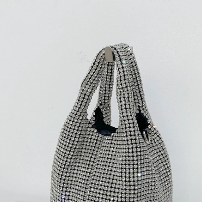 Rhinestone Evening Party Bucket Purse Crossbody Shoulder Bag