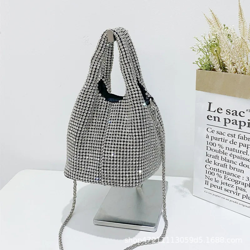 Diamonds Basket Bag Women Handbag Shinny Rhinestone Shoulder Crossbody Bag