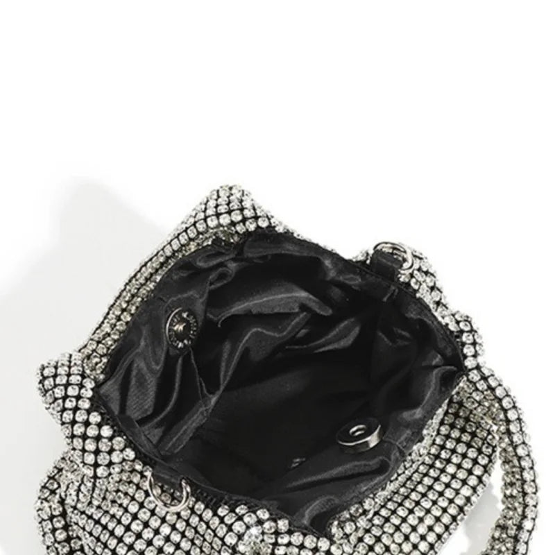 Rhinestone Evening Party Bucket Purse Crossbody Shoulder Bag