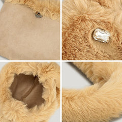 Faux Fur Women Shoulder Bag Soft Plush Handbag Candy Shopper Purse