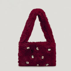 Faux Fur Women Shoulder Bag Soft Plush Handbag Candy Shopper Purse