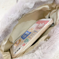 Diamonds Shoulder Bags Women Fur Fluffy Party All-match Vintage Winter Handbags