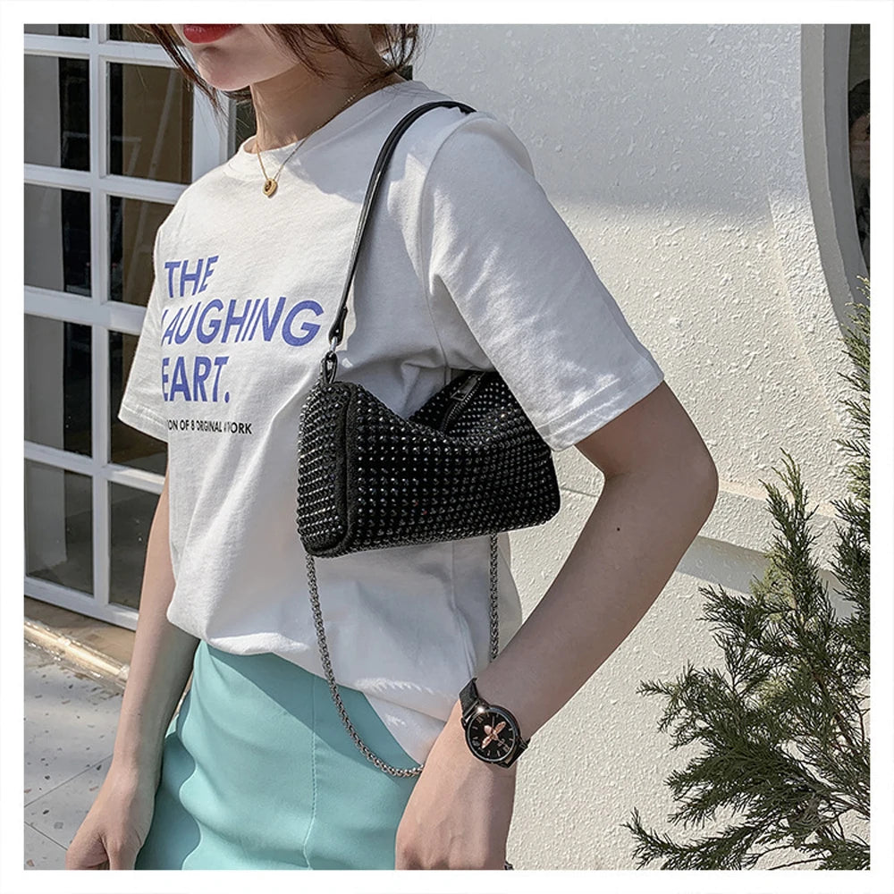 Diamonds Shoulder Hobo Bag Women Handbag Shinny Rhinestone Crossbody Bag