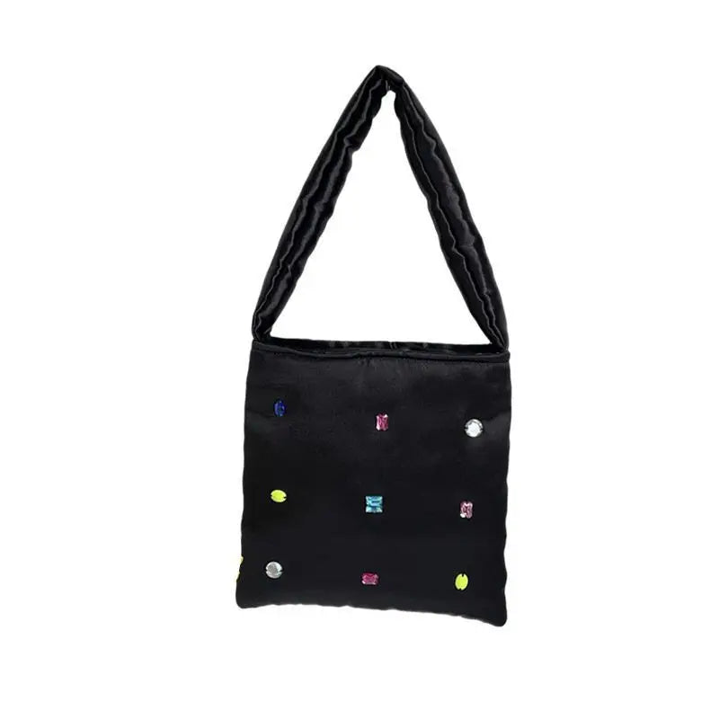 Shinny Rhinestone Shoulder Crossbody Bag Evening Party Bucket Purse