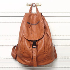 Stylish Washed Leather Women Backpacks Casual Shoulders Bag