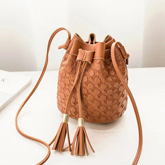 Lychee Pattern Women Bucket Bag Vintage Messenger Bag