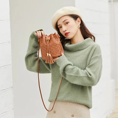 Lychee Pattern Vintage Messenger Bucket Bag