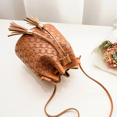 Lychee Pattern Women Bucket Bag Vintage Messenger Bag