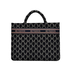 Letter Embroidery Shoulder Handbag with Chain - Large Capacity Tote Bag