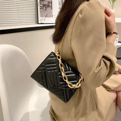 Plaid PU Leather Crossbody Bag with Chain Strap