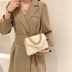 Plaid PU Leather Crossbody Bag with Chain Strap