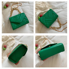 Plaid PU Leather Crossbody Bag with Chain Strap