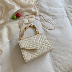 Plaid PU Leather Crossbody Bag with Chain Strap