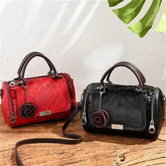 Women Shoulder Bag with Flower Pendant Ladies Totes Party Purse Boston Handbag