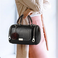Women Shoulder Bag with Flower Pendant Ladies Totes Party Purse Boston Handbag