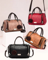 Women Shoulder Bag with Flower Pendant Ladies Totes Party Purse Boston Handbag