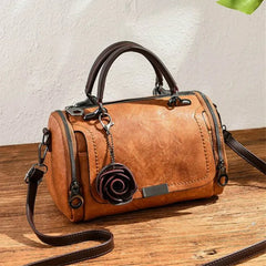 Women Shoulder Bag with Flower Pendant Ladies Totes Party Purse Boston Handbag