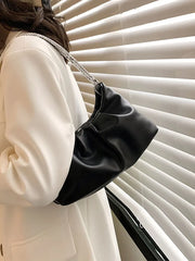 Summer PU Leather Women's Shoulder Bag Solid Underarm Top Handle Bag