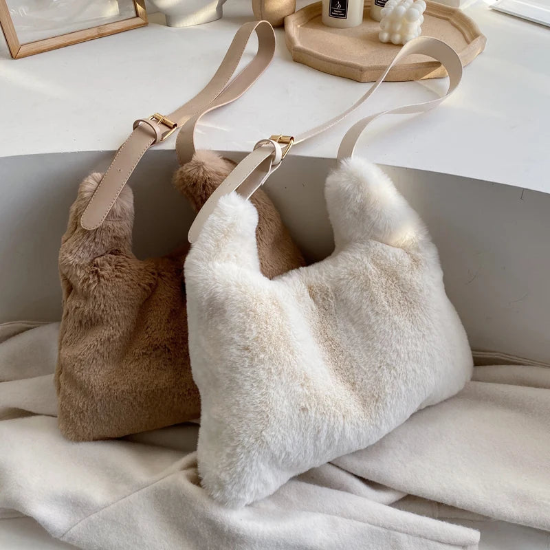 Soft Plush Pink Shoulder Bag Women's Tote Bag ZD1448