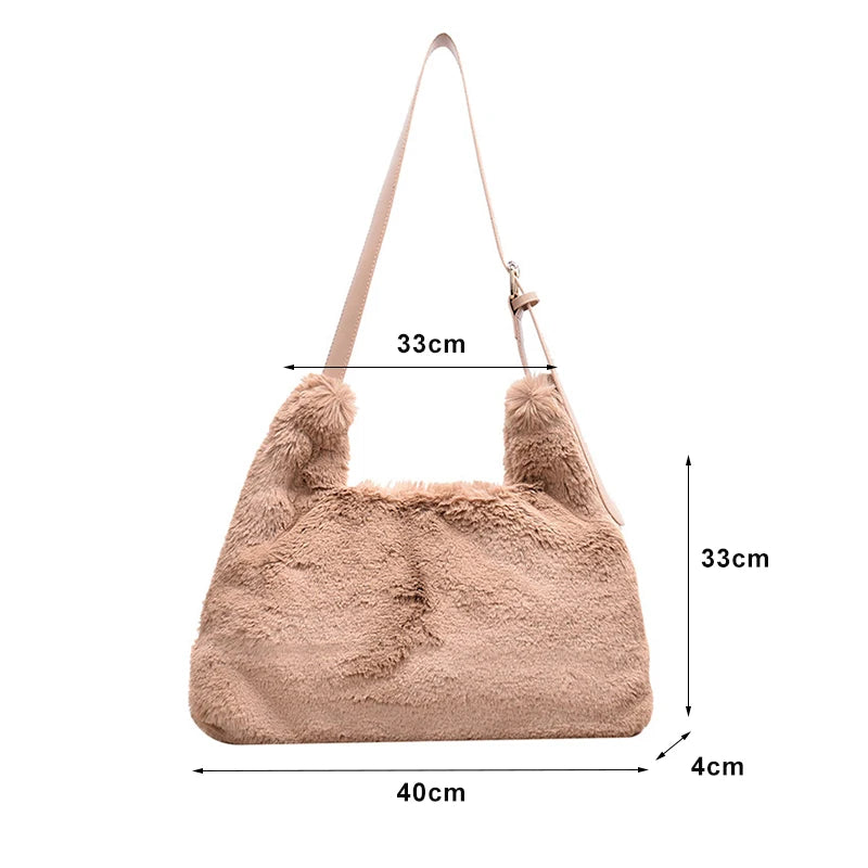 Soft Plush Pink Shoulder Bag Women's Tote Bag ZD1448