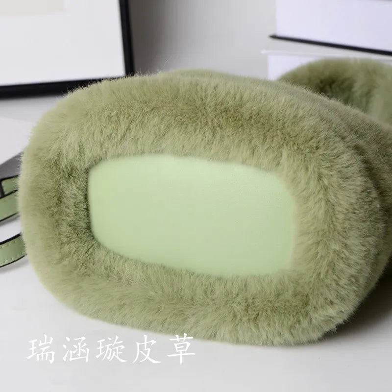 Winter Faux Fur Crossbody Bag Bucket Shoulder Handbag Ladies Clutch Purse