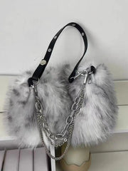 Soft Plush Faux Fur Women's Crossbody Bag Chains